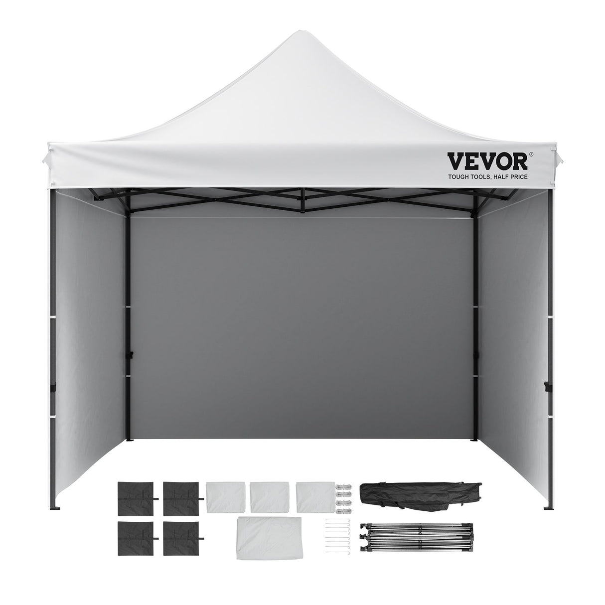 VEVOR Pop Up Canopy Tent Outdoor Gazebo Tent 10x10FT with Sidewalls & Bag White