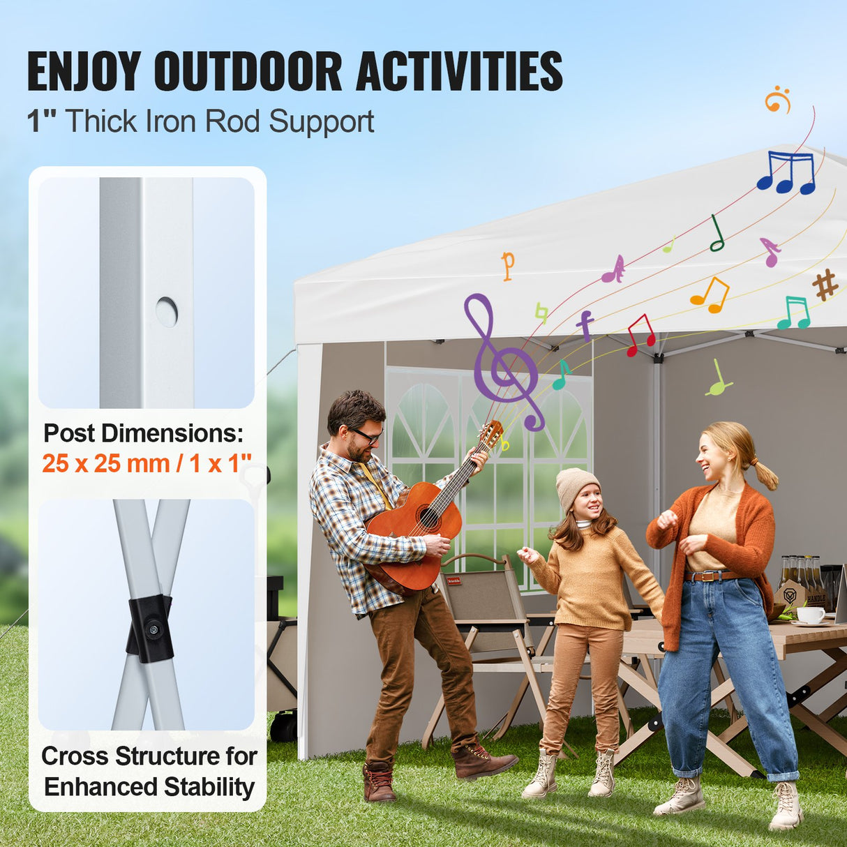 Pop Up Canopy, 2.95 x 2.95 m Instant Canopy Portable Gazebo with 3 Sidewalls & 2 Ventilated Windows, Height Adjustable Pop-Up Outdoor Shelter Tent for Events, Patio, Backyard, Party, Parking