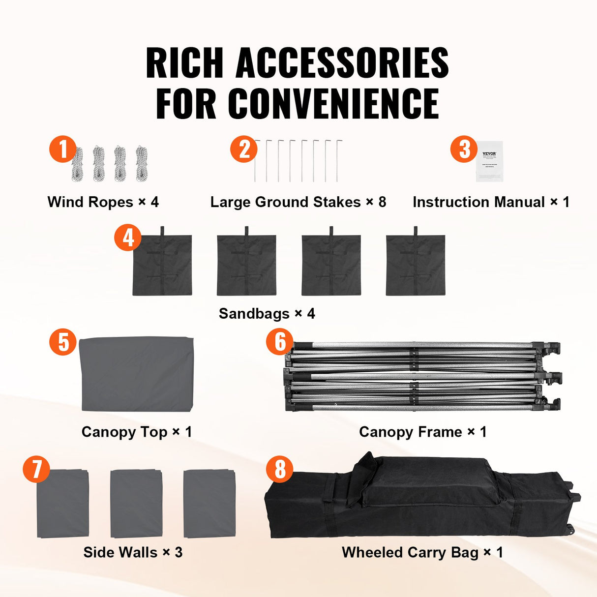 VEVOR 304.8 x 304.8 cm Pop up Canopy with Removable Sidewalls, Instant Canopies Portable Gazebo & Wheeled Bag, UV Resistant Waterproof, Enclosed Canopy Tent for Outdoor Events, Patio, Backyard, Party