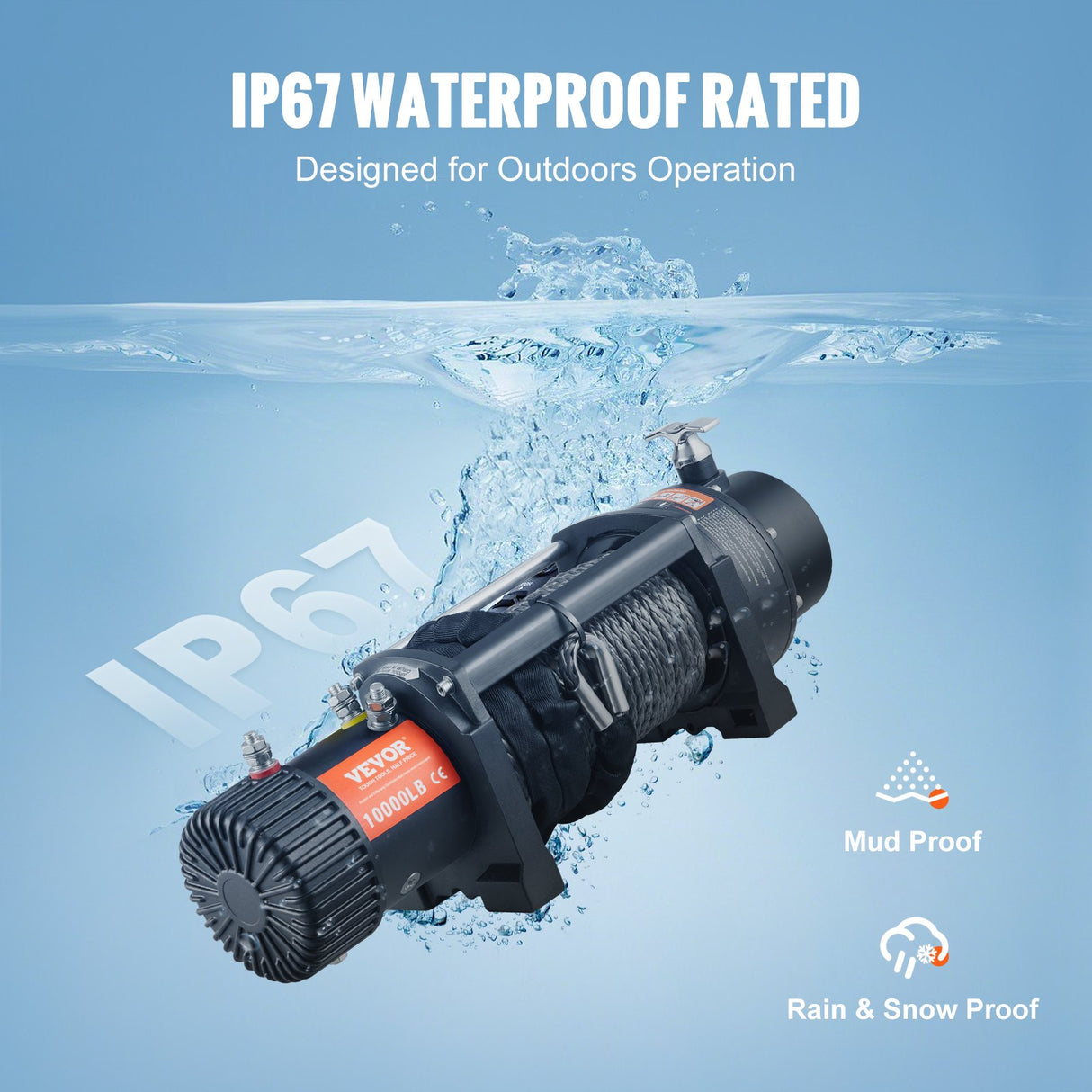 VEVOR Electric Winch, 4536 kg Load Capacity Nylon Rope Winch, IP67 8.9 mm x 25.9 m ATV Winch with Wireless Handheld Remote & Hawse Fairlead for Towing Jeep Off-Road SUV Truck Car Trailer Boat