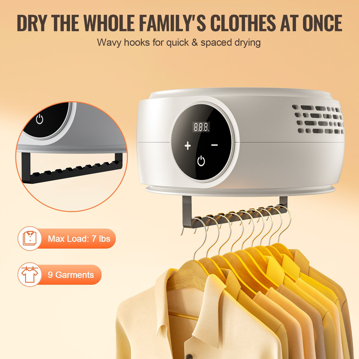 Portable Clothes Dryer, Clothes Dryer with Dryer Bag, PTC Heating & LED Display, Foldable Mini Dryer with 5-H Timer for Apartments, Dorms, RVs, or Hotels, 600W, Beige