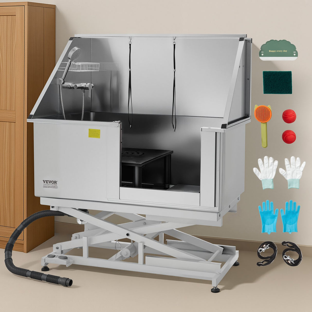 VEVOR 127 cm Electric Dog Grooming Bath Tub Stainless Steel w Water Filter