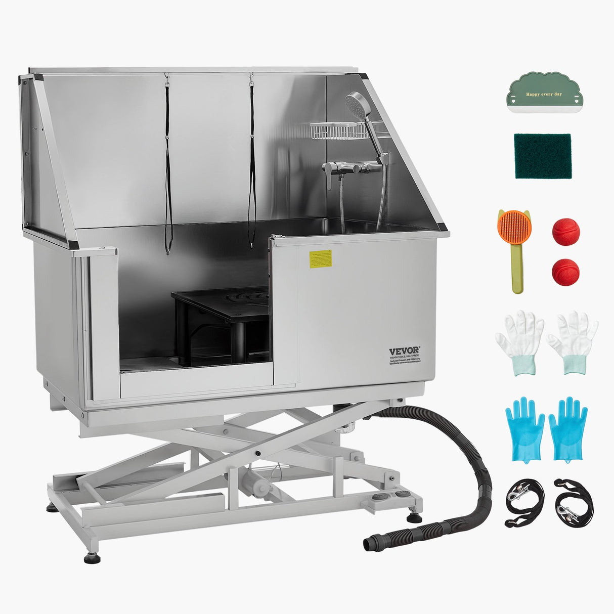 VEVOR 127 cm Electric Dog Grooming Bath Tub Stainless Steel w Water Filter Left