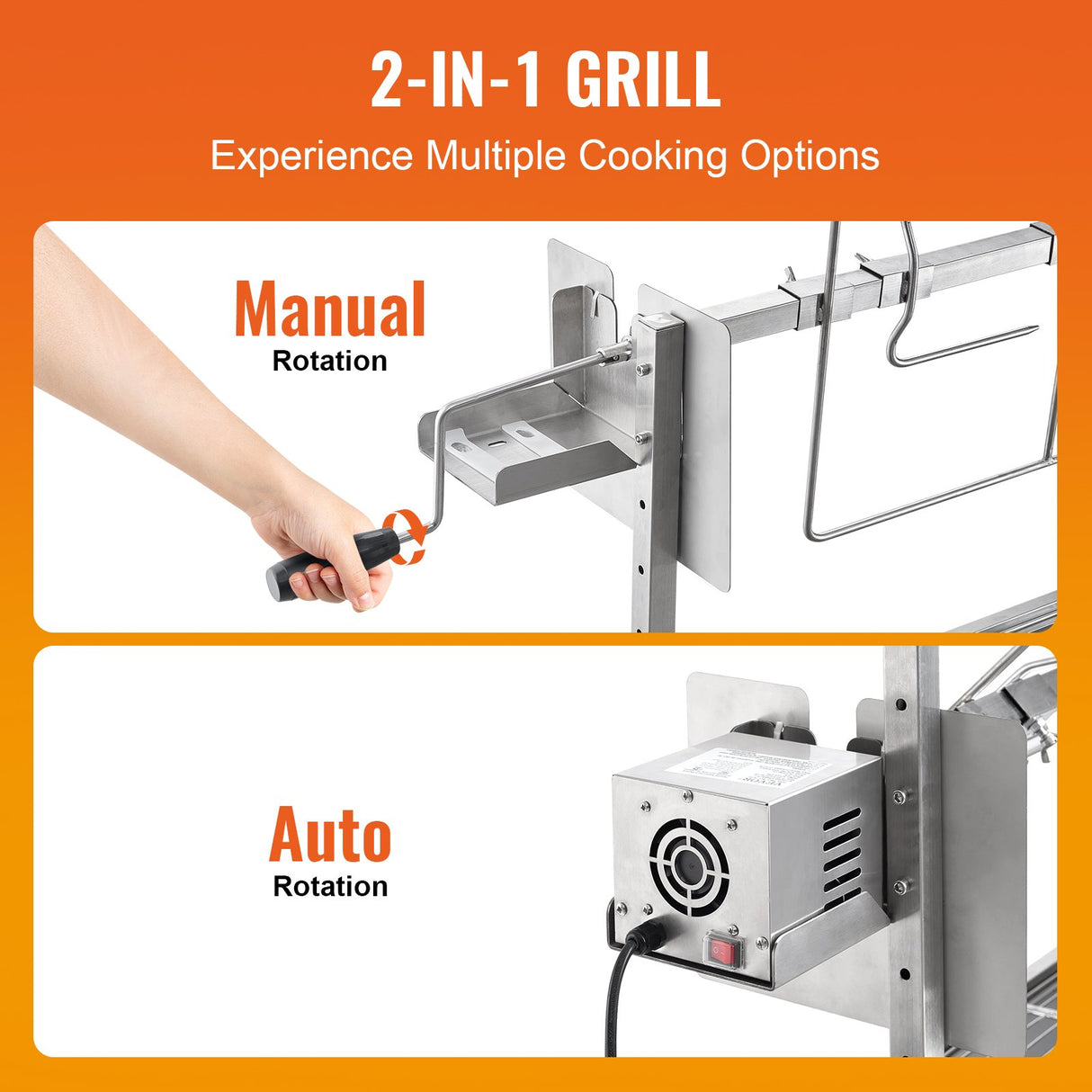 Rotisserie Grill with Windscreen, BBQ Whole Pig Lamb Goat Charcoal Spit Grill, 35 Inch 90 Lbs Capacity, Electric 42W Motor Stainless Steel Roaster with Lockable Wheels, for Camping Outdoor