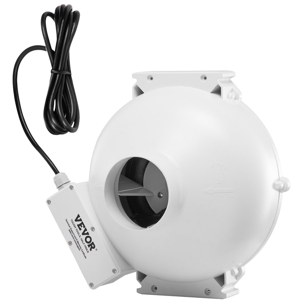 VEVOR 4" to 4.5" Radon Mitigation Fan System Quiet 190CFM Inline Duct Waterproof