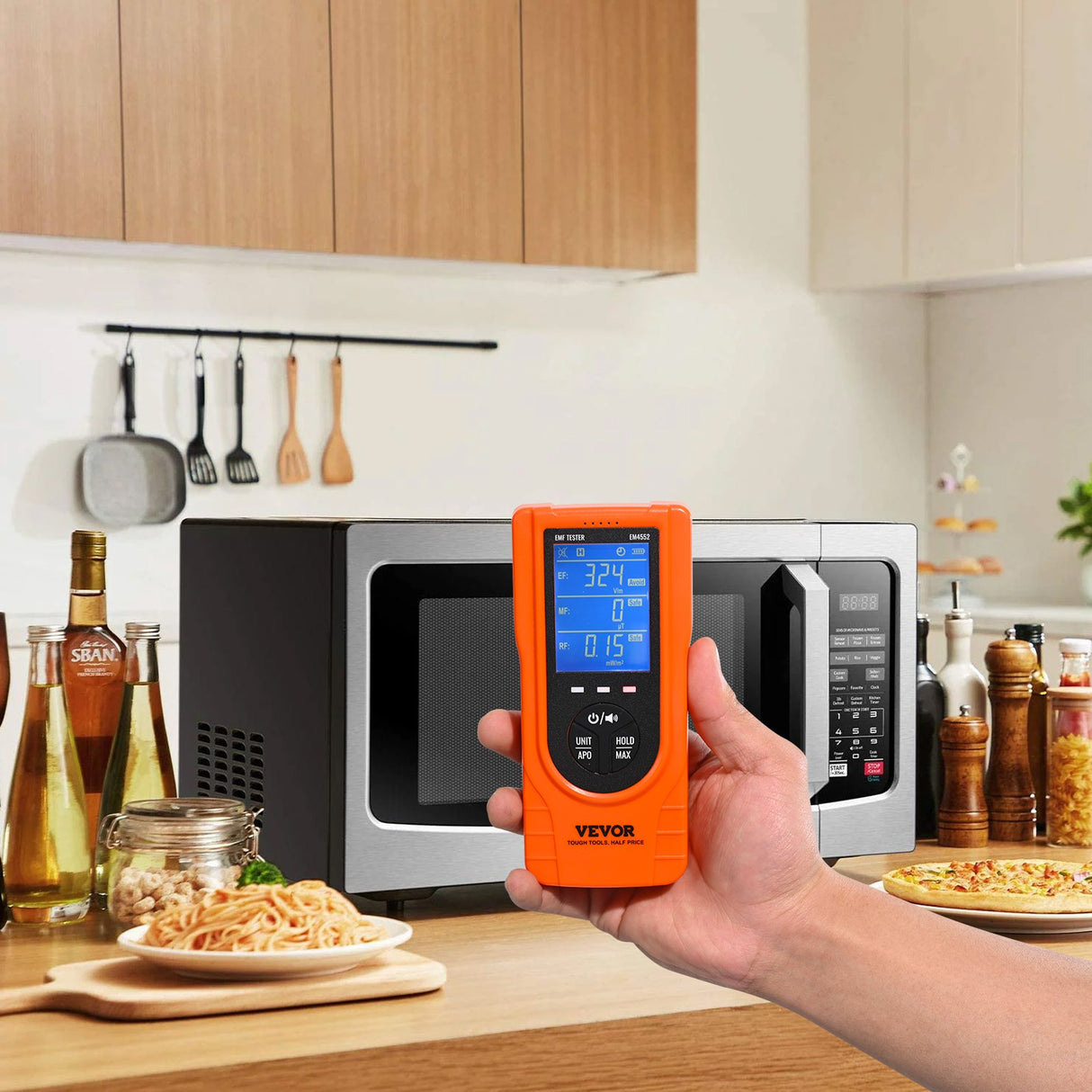 VEVOR 3-in-1 EMF Meter, 5Hz - 3.5GHz, Handheld Rechargeable Electromagnetic Field Radiation Detector, Digital LCD EMF Tester for EF MF RF Home