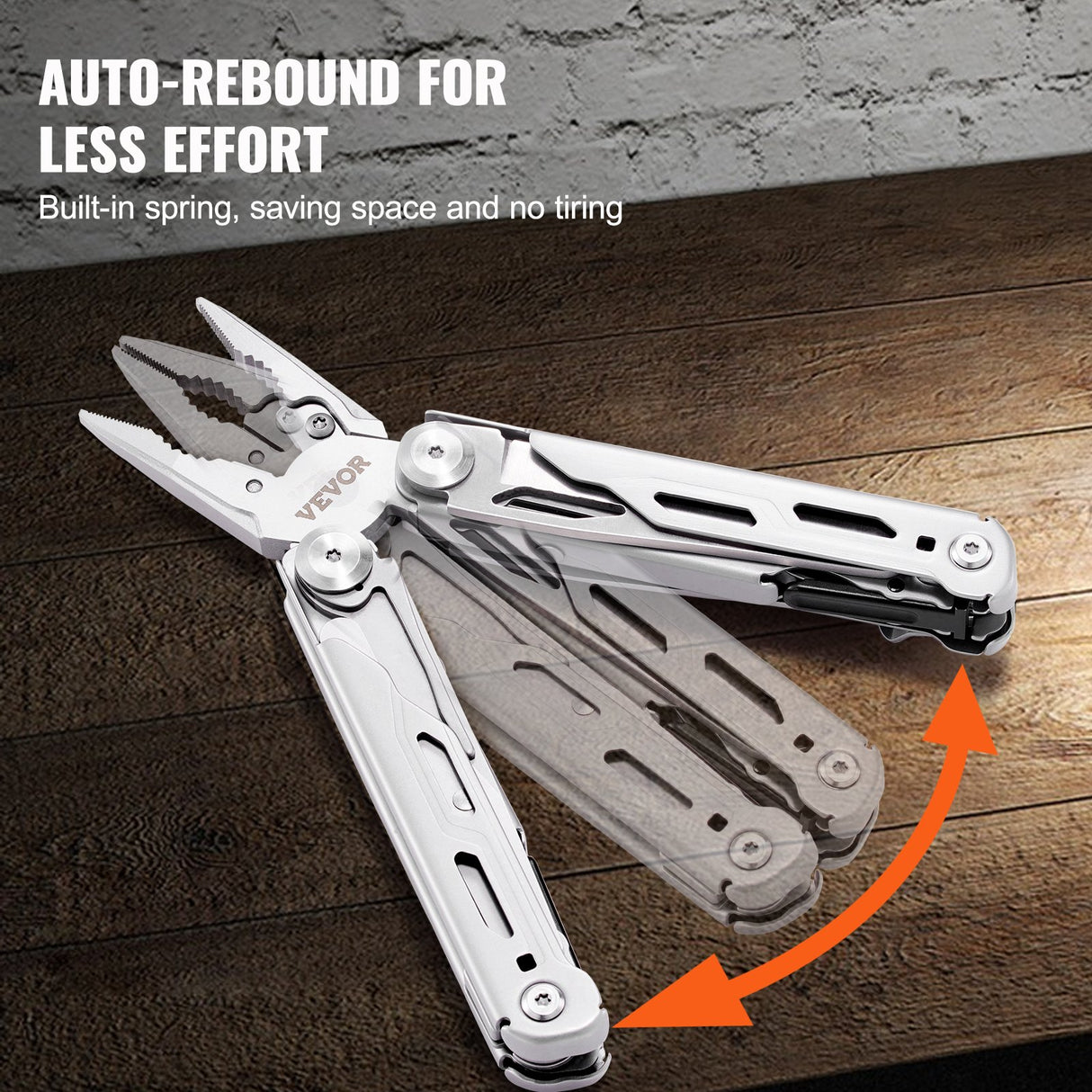 VEVOR 16-In-1 Multitool Pliers, Multi Tool Pliers, Cutters, Knife, Scissors, Ruler, Screwdrivers, Wood Saw, Can Bottle Opener, with Safety Locking and