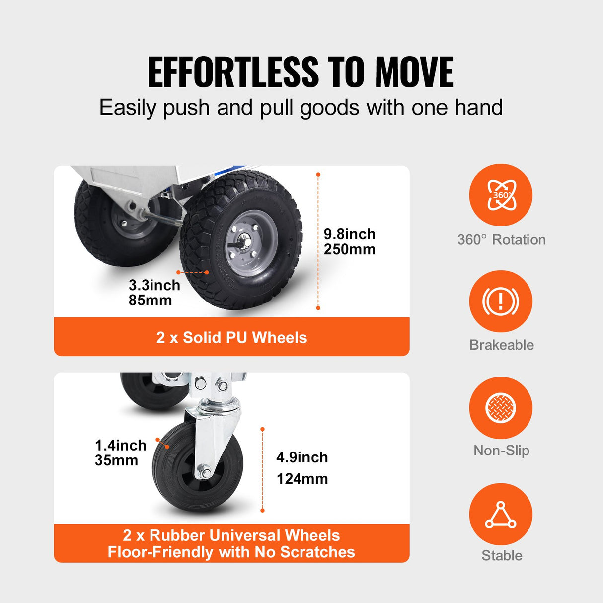 VEVOR Aluminum Hand Truck, 2 in 1, 363 kg Max Load Capacity, Heavy Duty Industrial Convertible Folding Hand Truck and Dolly, Utility Cart Converts