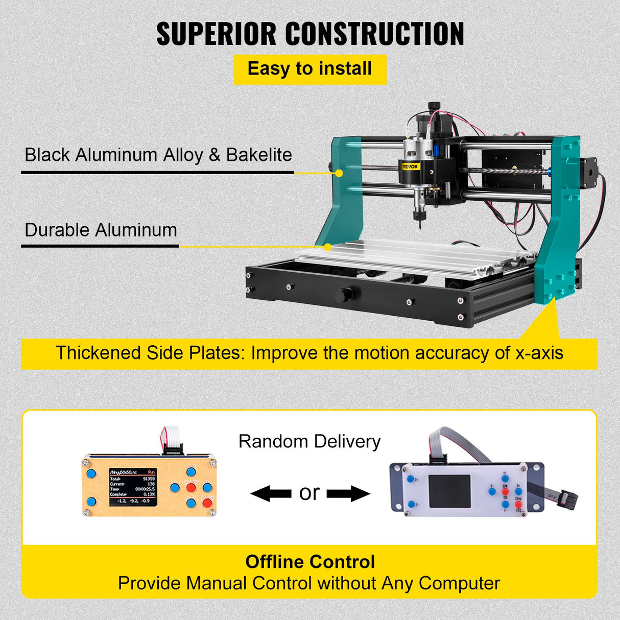 VEVOR CNC 3018 Pro CNC 3018 300?180?45 mm CNC Machine GRBL Control Mini Engraver with Offline Controller 3 Axis Engraving Machine for Carving Milling