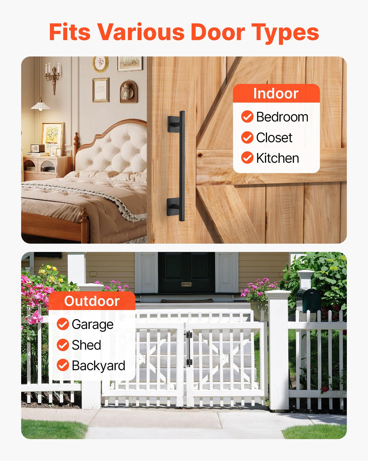 Barn Door Handle, 320 mm Rustic Fence Gate Handle, Rust-Resistant Coating, Heavy Duty Carbon Steel Outdoor Gate Handles, Easy to Install, Metal Sliding Door Pulls for Garage Shed Closet Pantry