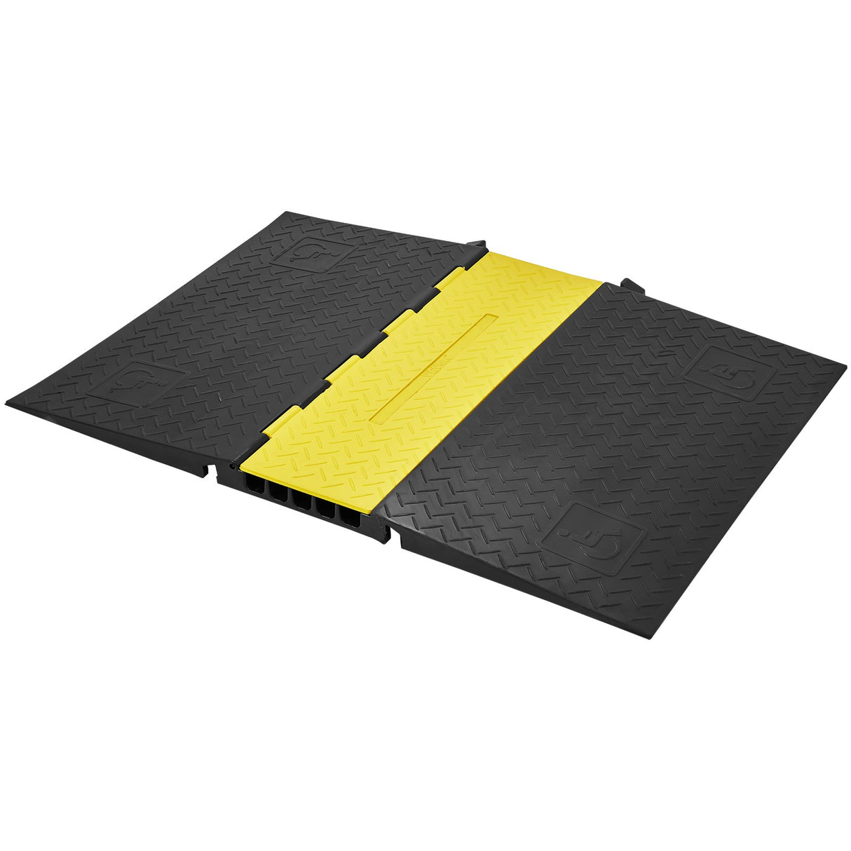 VEVOR Rubber Cable Protector Ramp, 5 Channel, 10000 kg/axle Capacity Heavy Duty Wire Cover Ramp Hose Cord Ramp Driveway, Traffic Speed Bump with Flip-Open Top Cover, ADA Compliant for Indoor & Outdoo