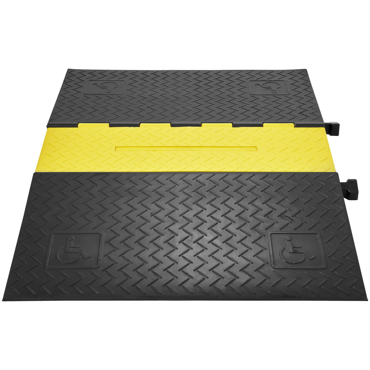 VEVOR Rubber Cable Protector Ramp, 5 Channel, 10000 kg/axle Capacity Heavy Duty Wire Cover Ramp Hose Cord Ramp Driveway, Traffic Speed Bump with Flip-Open Top Cover, ADA Compliant for Indoor & Outdoo