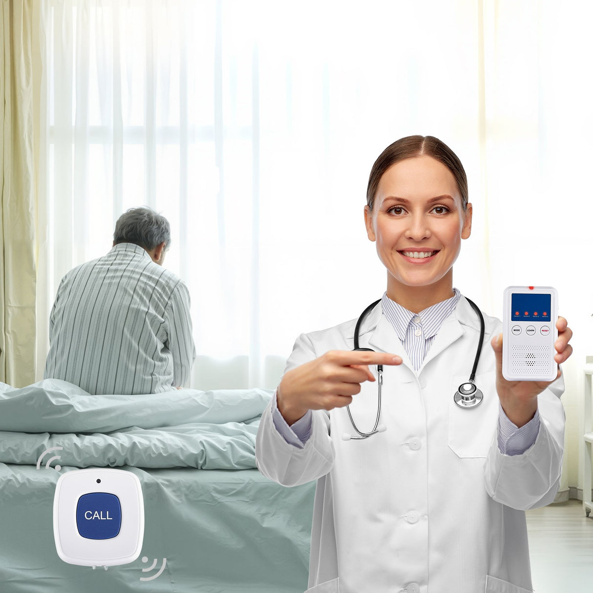 VEVOR Early Alert Bed Alarm System Wireless Bed and Chair Sensor Pad with Pager