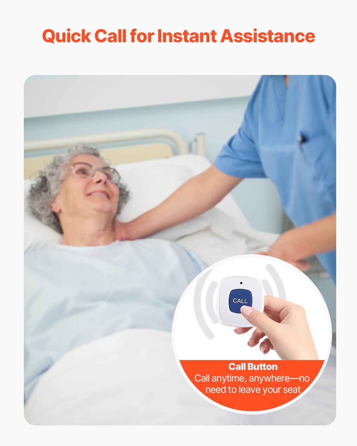 VEVOR Early Alert Bed Alarm System Wireless Bed and Chair Sensor Pad with Pager