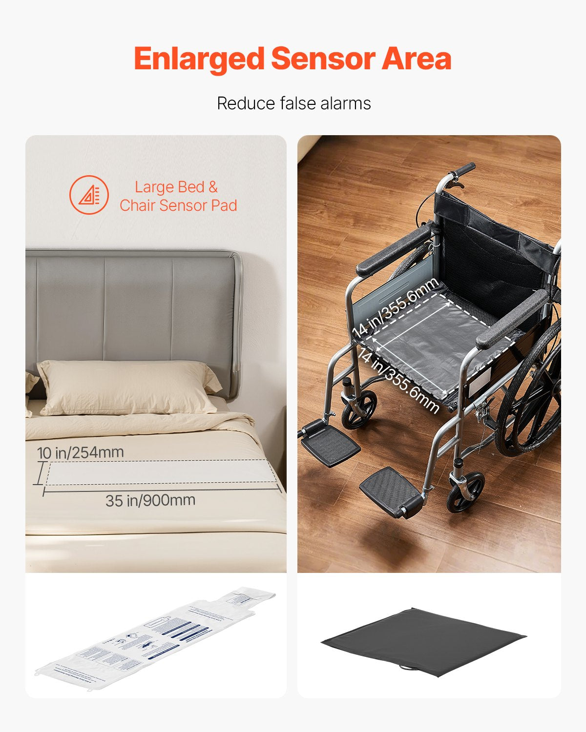 VEVOR Early Alert Bed Alarm System Wireless Bed and Chair Sensor Pad with Pager