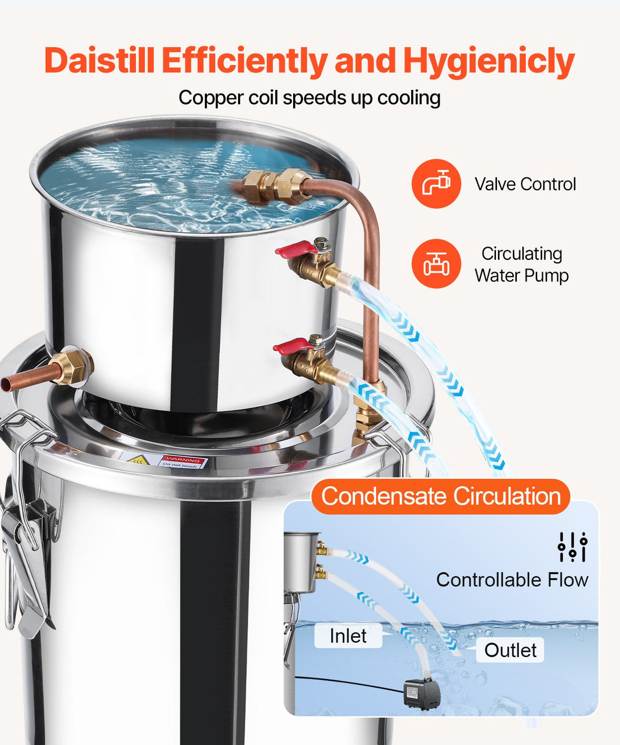 VEVOR Moonshine Still 3 Gal Water Alcohol Distiller Brewing Kit Stainless Steel