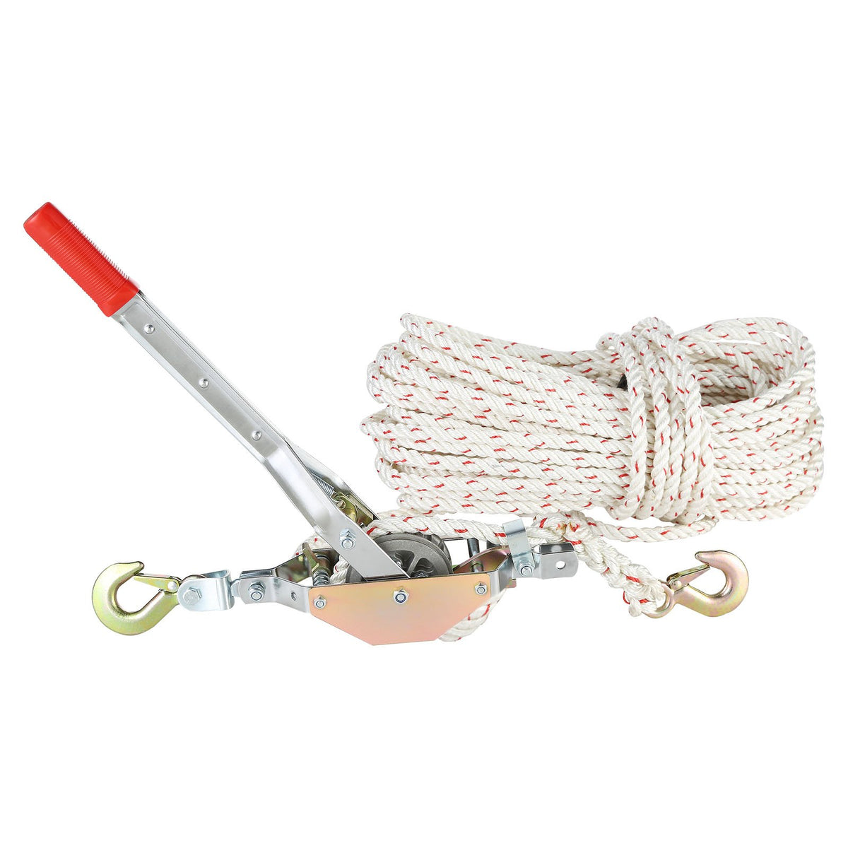VEVOR Rope Puller, 3/4 Ton Pulling Capacity, with 30.48 m of 15 mm dia. Rope, 2 Hook, Come Along Winch, Heavy Duty Ratchet Power Puller Tool for