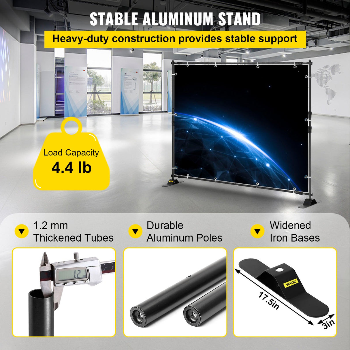 VEVOR Telescopic Backdrop Banner Stand 8' x 8' Banner Stand Adjustable Step and Repeat Backdrop Banner Stand Retractable Banner Stand with Carrying