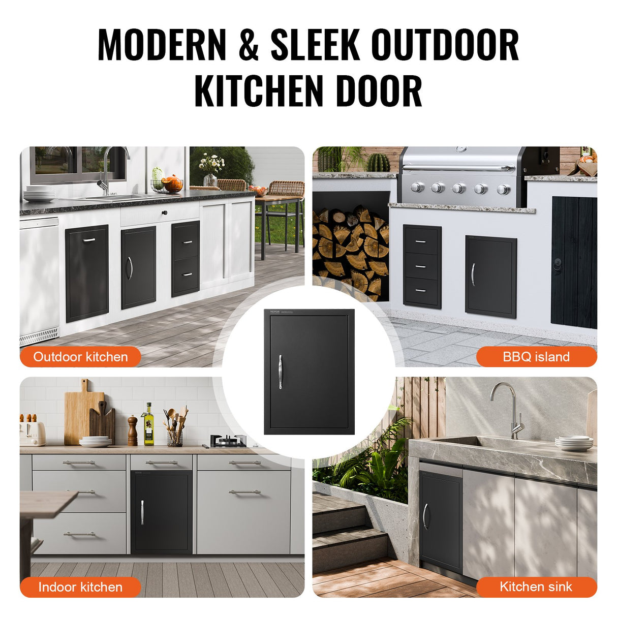 BBQ Access Door, 415x570 mm Single Outdoor Kitchen Door, Cold Plate Flush Mount Door, Wall Vertical Door with Handle, for BBQ Island, Grilling Station, Outside Cabinet