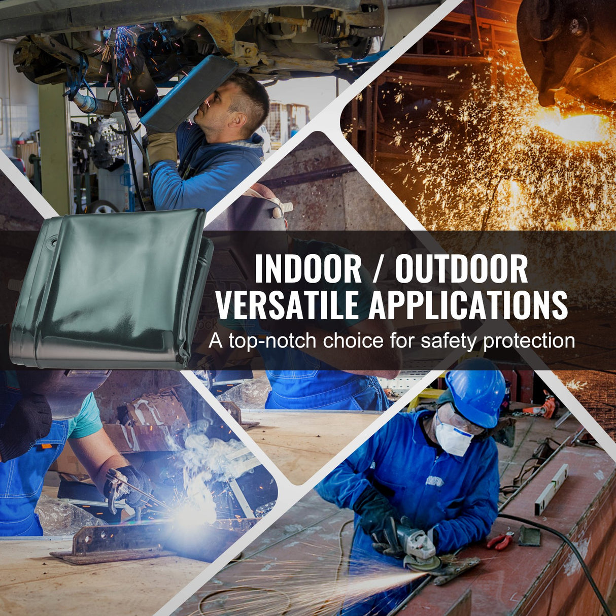 VEVOR Welding Screen with Frame 6' x 6' Welding Curtain Screen on 4 Wheels Green