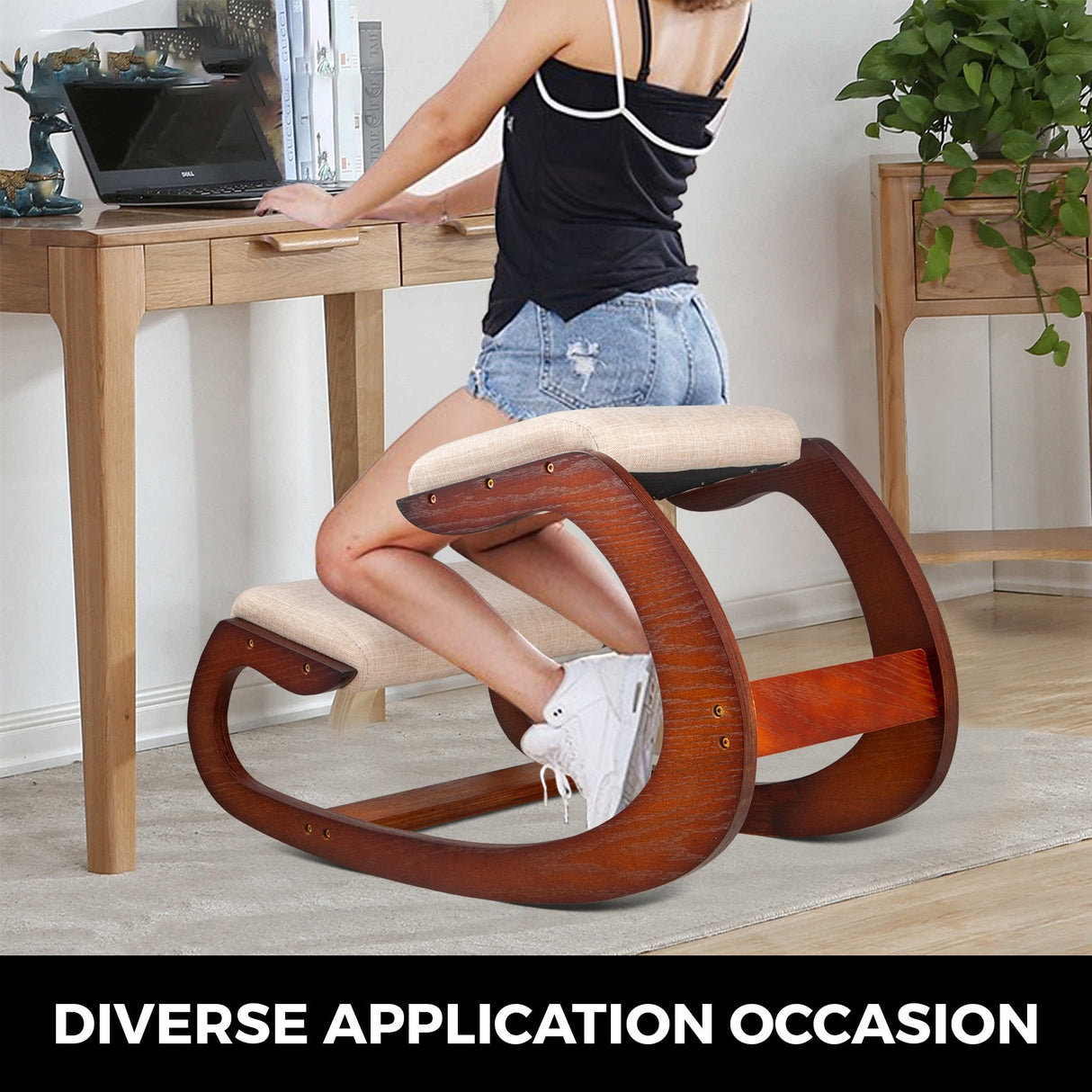 Ergonomic Kneeling Chair Wooden Neck Pain Relief Relieve Fatigue Wood Stool