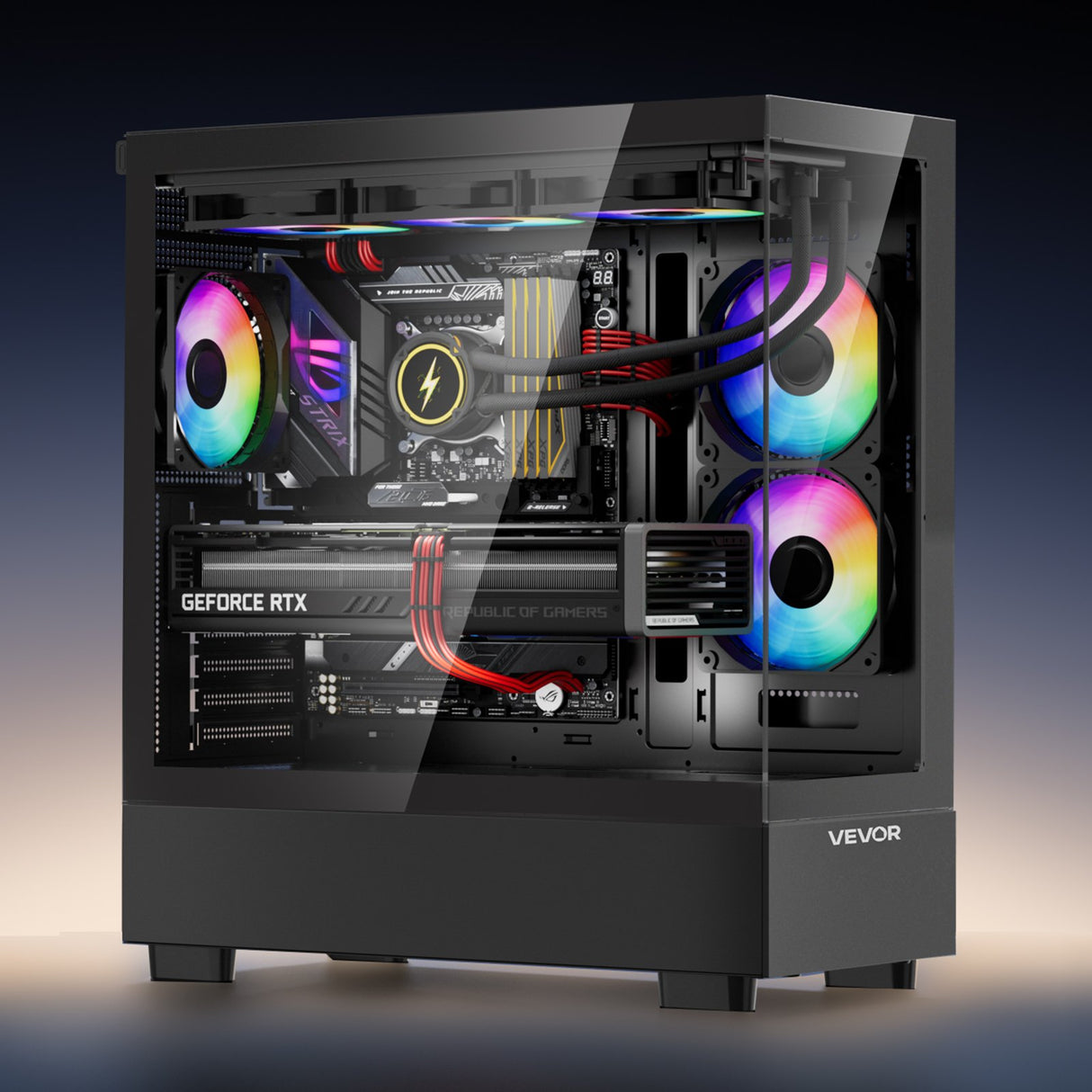 VEVOR Mid-Tower ATX PC Gaming Case Computer Case with 6 x 120 mm PWM ARGB Fans