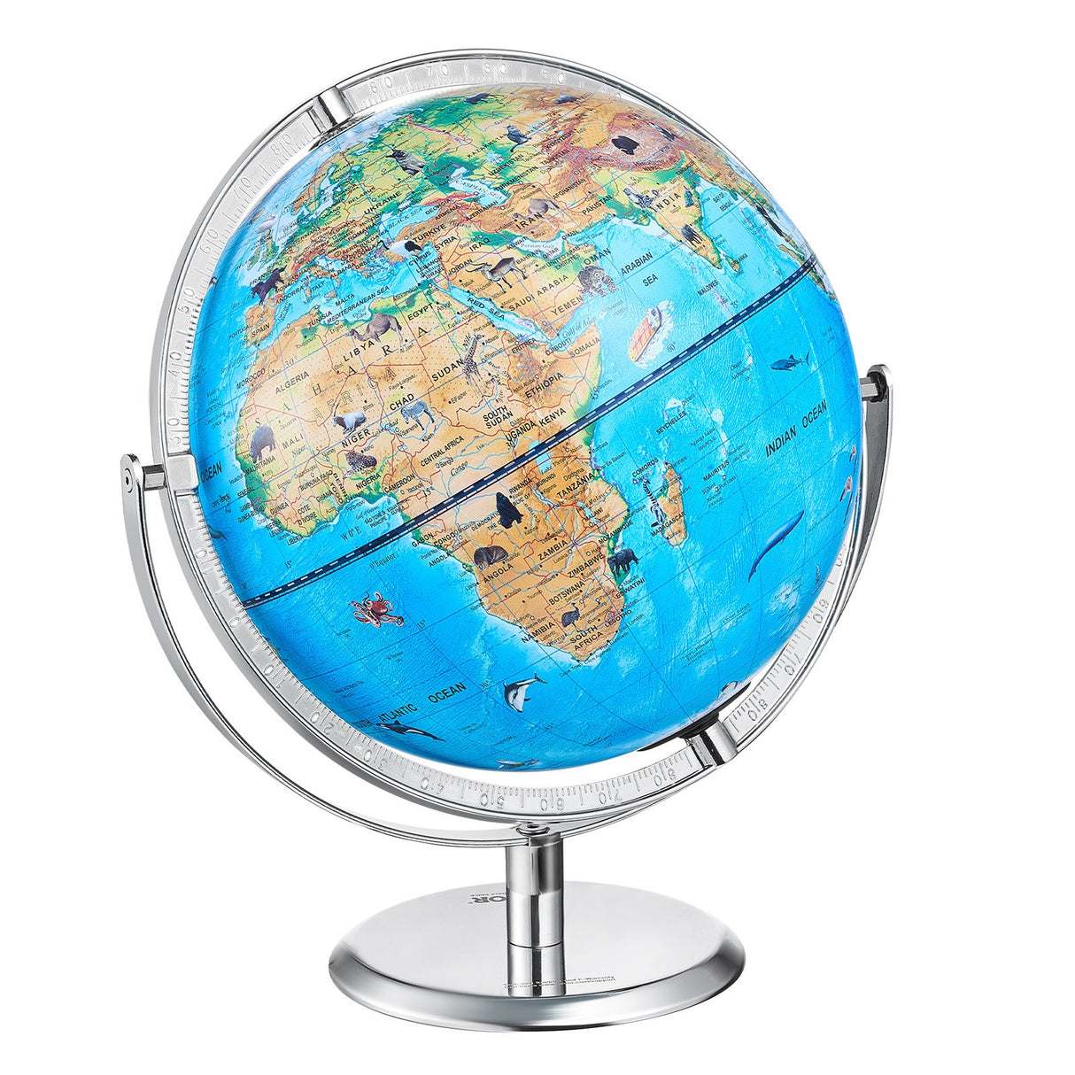 VEVOR Educational Globe for Kids, 254 mm, Interactive AR World Globe with AR Golden Globe APP LED Night Lighting Rotation, STEM Toy Gifts for Kids