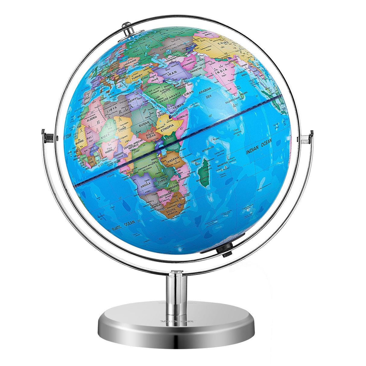 VEVOR Illuminated World Globe with Stand, 228.6 mm, Educational Earth Globe with Stable Heavy Metal Base and LED Constellation Night Light HD Printed