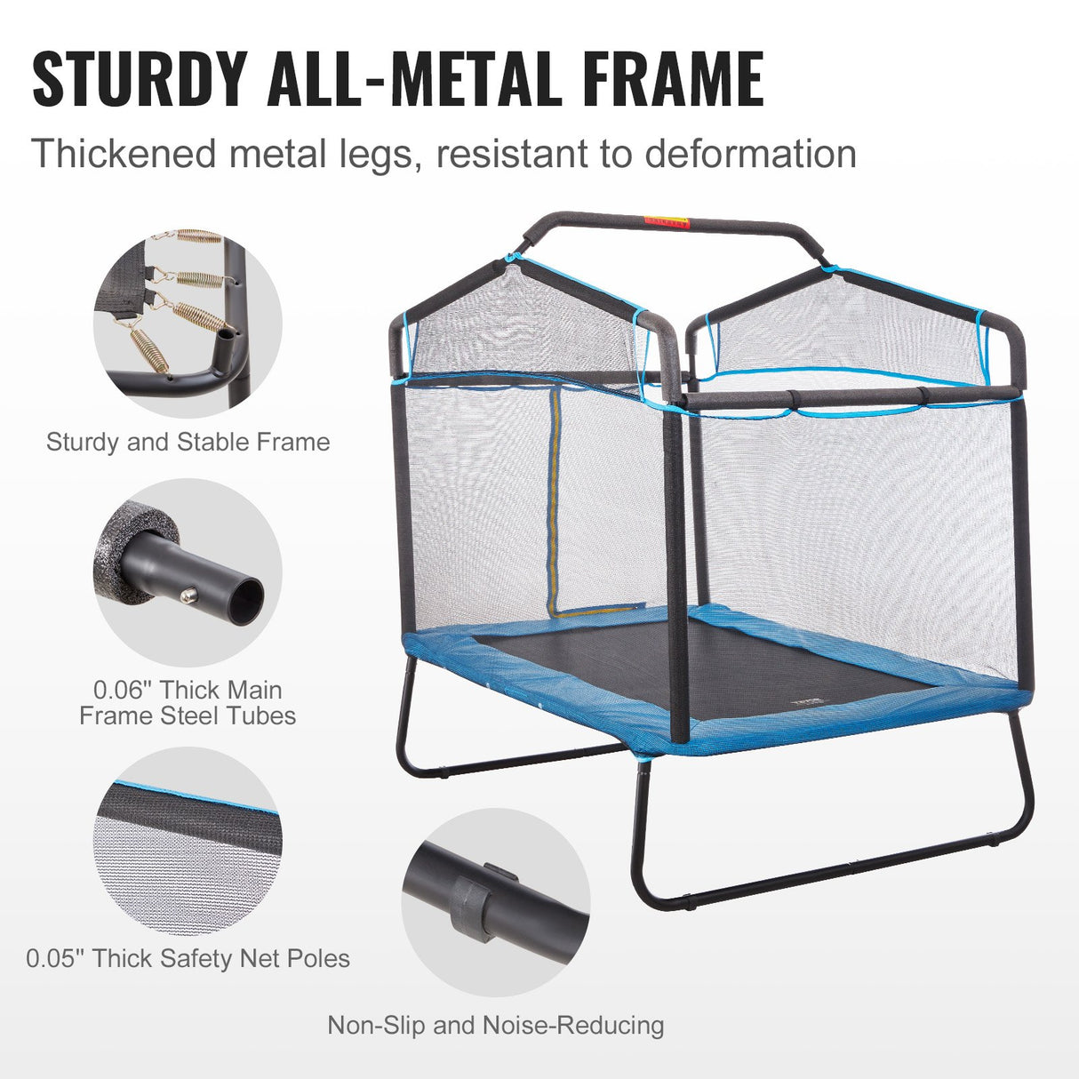 VEVOR 6FT Trampoline for Kids, 72" Indoor/Outdoor Toddlers Trampoline, Mini Baby Trampoline with Safety Enclosure Net, Gymnastics Bar, Hammock, Recreational Trampoline Birthday Gift for 3+ Years Kids