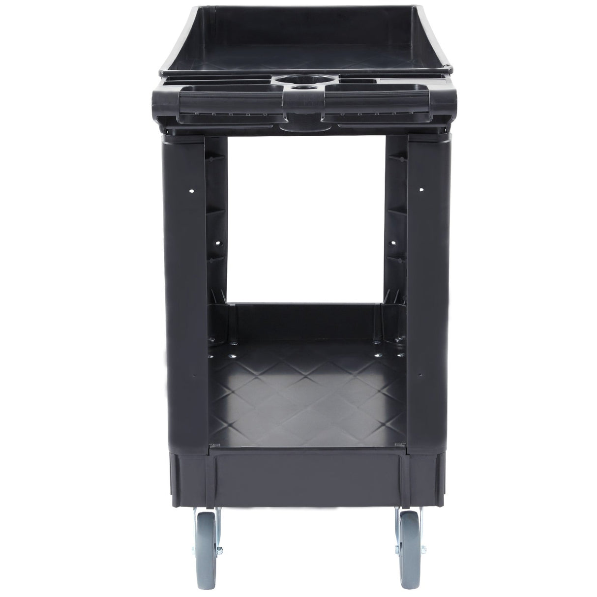 VEVOR Utility Service Cart 2 Shelf 550LBS Heavy Duty Plastic Rolling Utility Cart with 360° Swivel Wheels Medium Lipped Shelf Ergonomic Storage Handle for Warehouse/Garage/Cleaning/Office