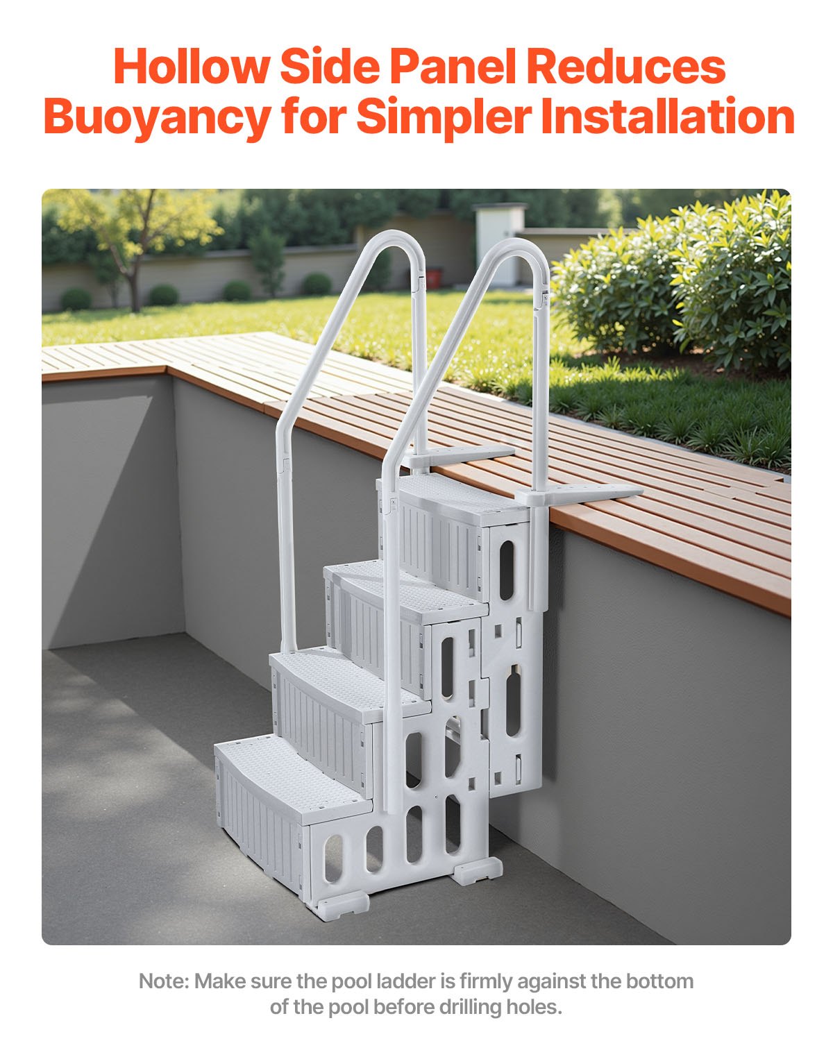 VEVOR 4-Step Grey Robust Pool Ladder of 2 Handrails for 1219.2-1371.6 mm Pools