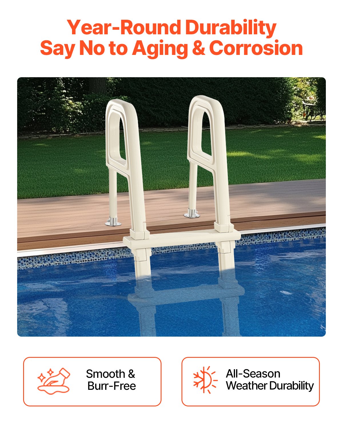 5-Step Inclined Robust Pool Ladder of 2 Handrails for 1219.2-1371.6mm Pool