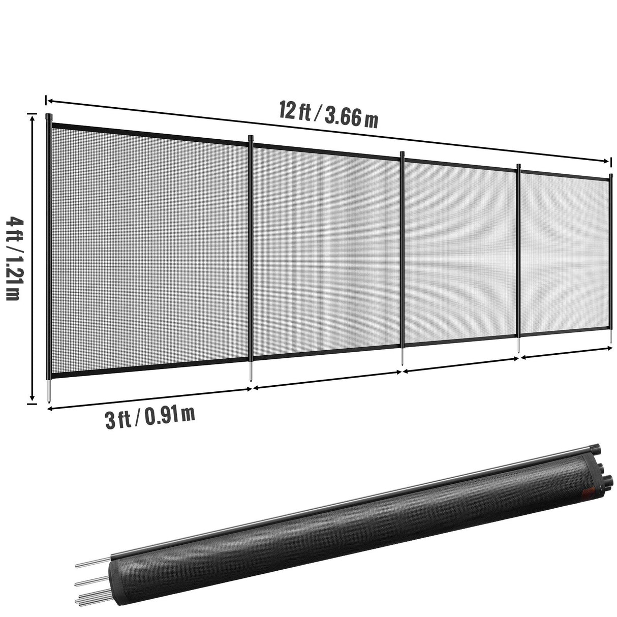 VEVOR Pool Fence, 4 x 12 FT Pool Fences for Inground Pools, Removable Child Safety Pool Fencing, Easy DIY Installation Swimming Pool Fence, 340gms