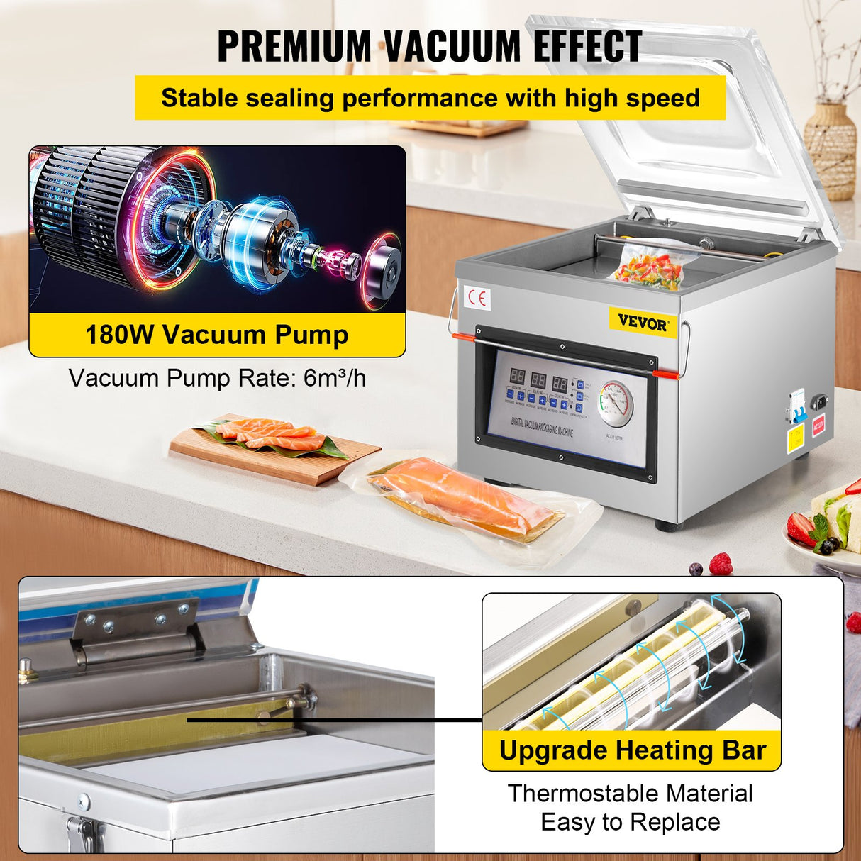 Vevor DZ-260C Digital Vacuum Sealer Food Vacuum Sealing Packing Machine 220V