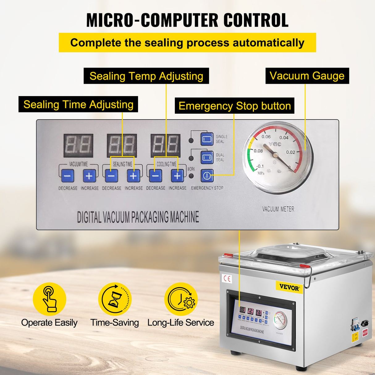Vevor DZ-260C Digital Vacuum Sealer Food Vacuum Sealing Packing Machine 220V