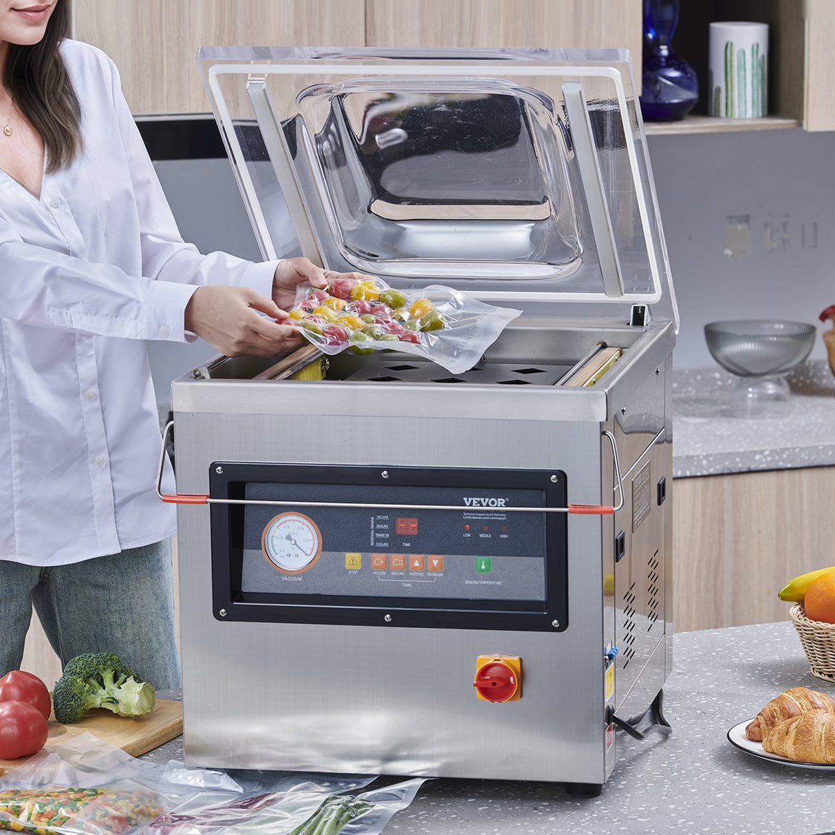 DZ-400/2F Automatic Vacuum Sealer Food Vacuum Sealing Packing Machine 220V