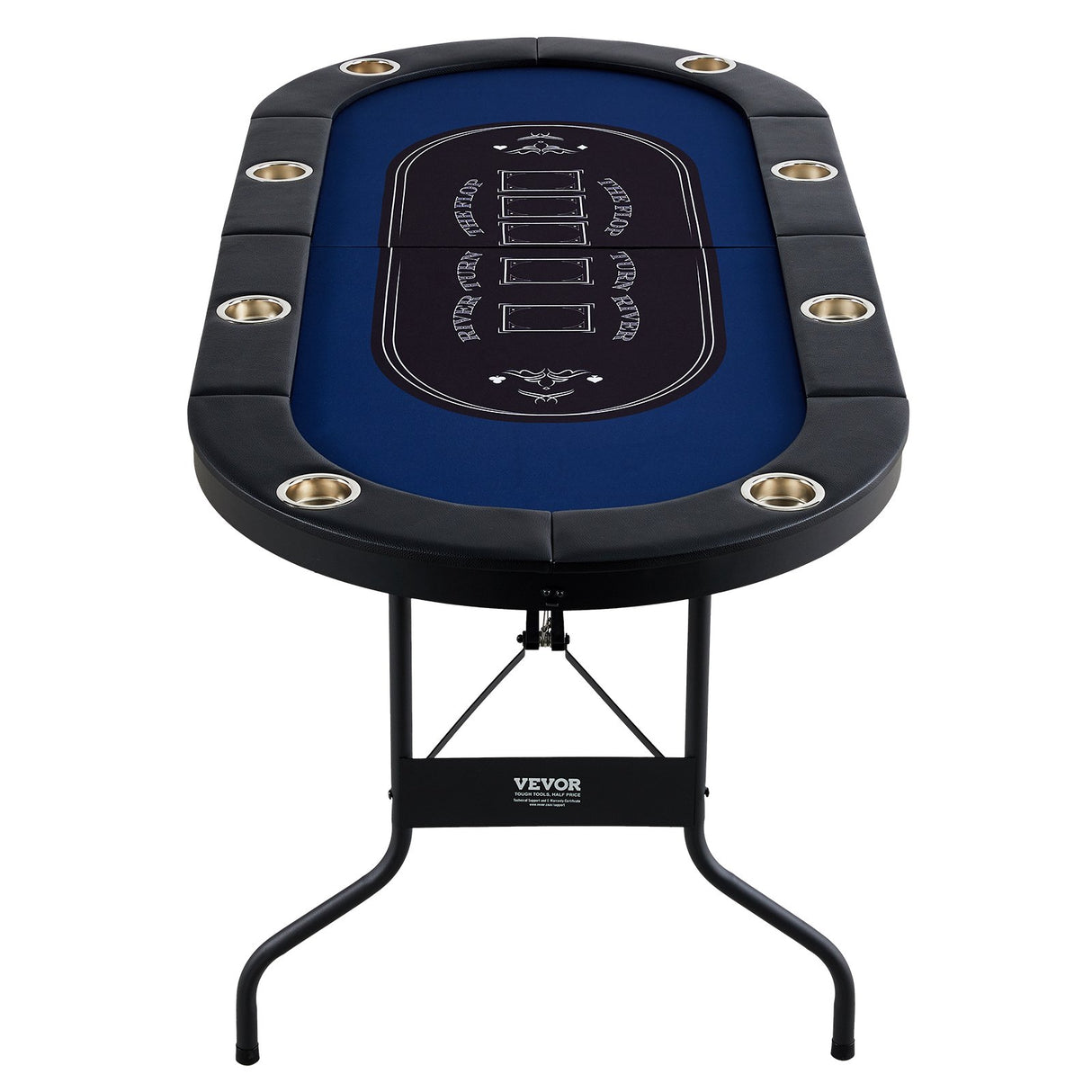 VEVOR 8 Player Foldable Poker Table, Blackjack Texas Holdem Poker Table with Padded Rails and Stainless Steel Cup Holders, Portable Folding Card Board