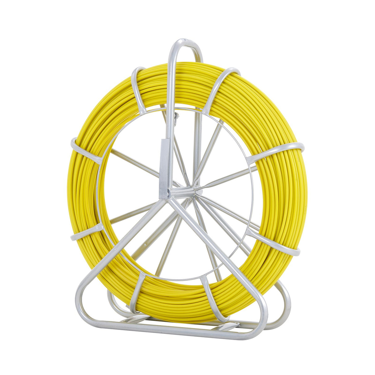 VEVOR Fish Tape Fiberglass, 182.88 m, 7.9 mm, Duct Rodder Fishtape Wire Puller, Cable Running Rod with Steel Reel Stand, 3 Pulling Heads, Fishing Tools for Walls and Electrical Conduit, Non-Conductive