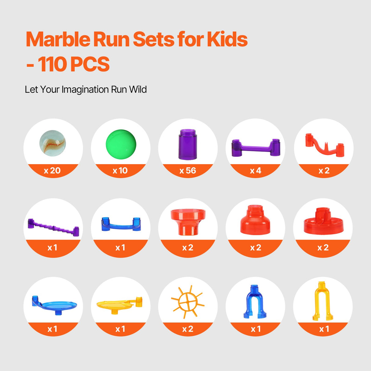 VEVOR Marble Run Set 110 PCS Building STEM Toy Educational Blocks Gift for Kids