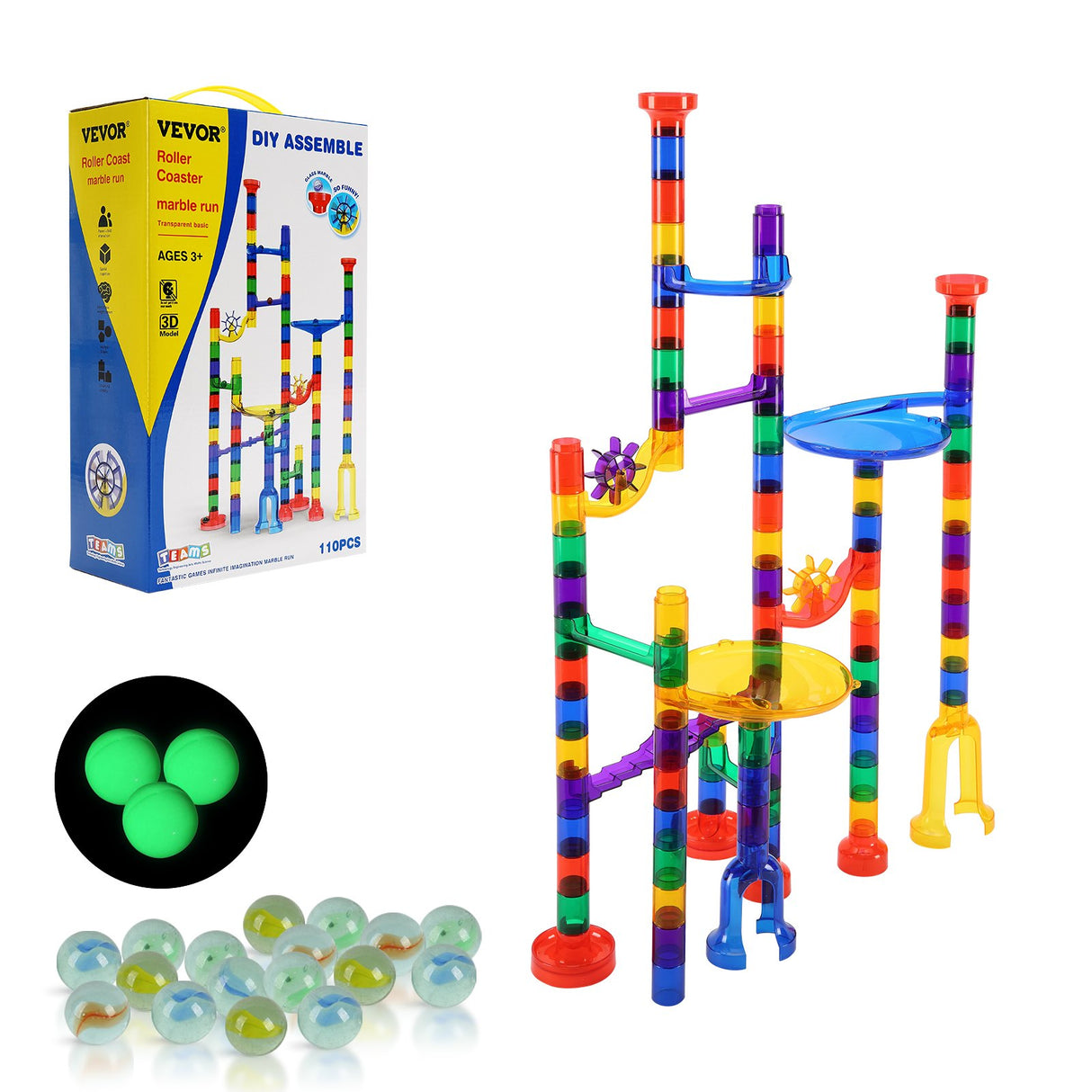 VEVOR Marble Run Set 110 PCS Building STEM Toy Educational Blocks Gift for Kids