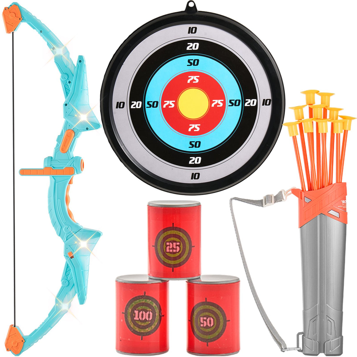 VEVOR Kids Bow and Arrow Set LED Light Up Outdoor Archery Kit Children 10 Arrows
