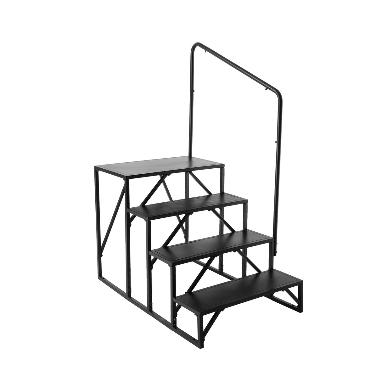 VEVOR RV Steps, 4-Step RV Stairs, 199.58KGS Load Capacity, Thickened Carbon Steel, With Handrail, Non-Slip Steps for Safe Entry and Exit, Suit for RV,