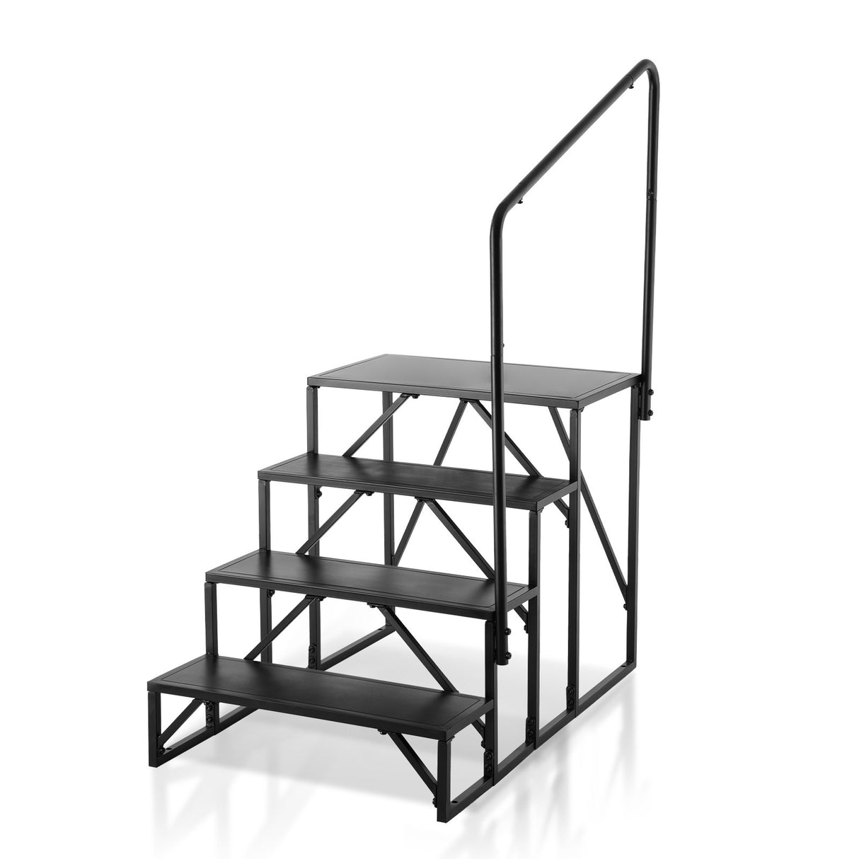 VEVOR RV Steps, 4-Step RV Stairs, 199.58KGS Load Capacity, Thickened Carbon Steel, With Handrail, Non-Slip Steps for Safe Entry and Exit, Suit for RV, Trailer, Camper Steps