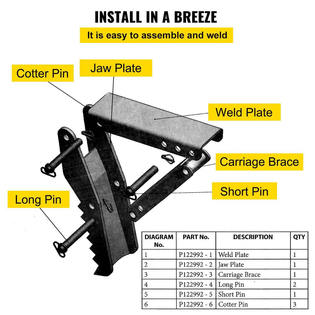 VEVOR Backhoe Excavator Thumb Attachments, 91.44 cm Adjustable Extreme Weld On Backhoe Thumb Hoe Clamp 1.27 cm Inch Teeth Thick Steel Plate 16MM