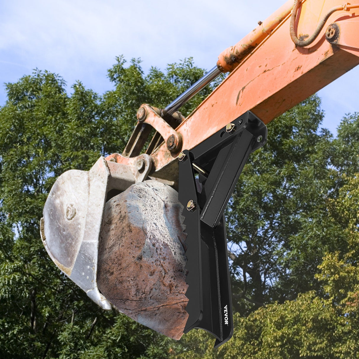 VEVOR Backhoe Excavator Thumb Attachments, 91.44 cm Adjustable Extreme Weld On Backhoe Thumb Hoe Clamp 1.27 cm Inch Teeth Thick Steel Plate 16MM Assembly Bolt-On Design