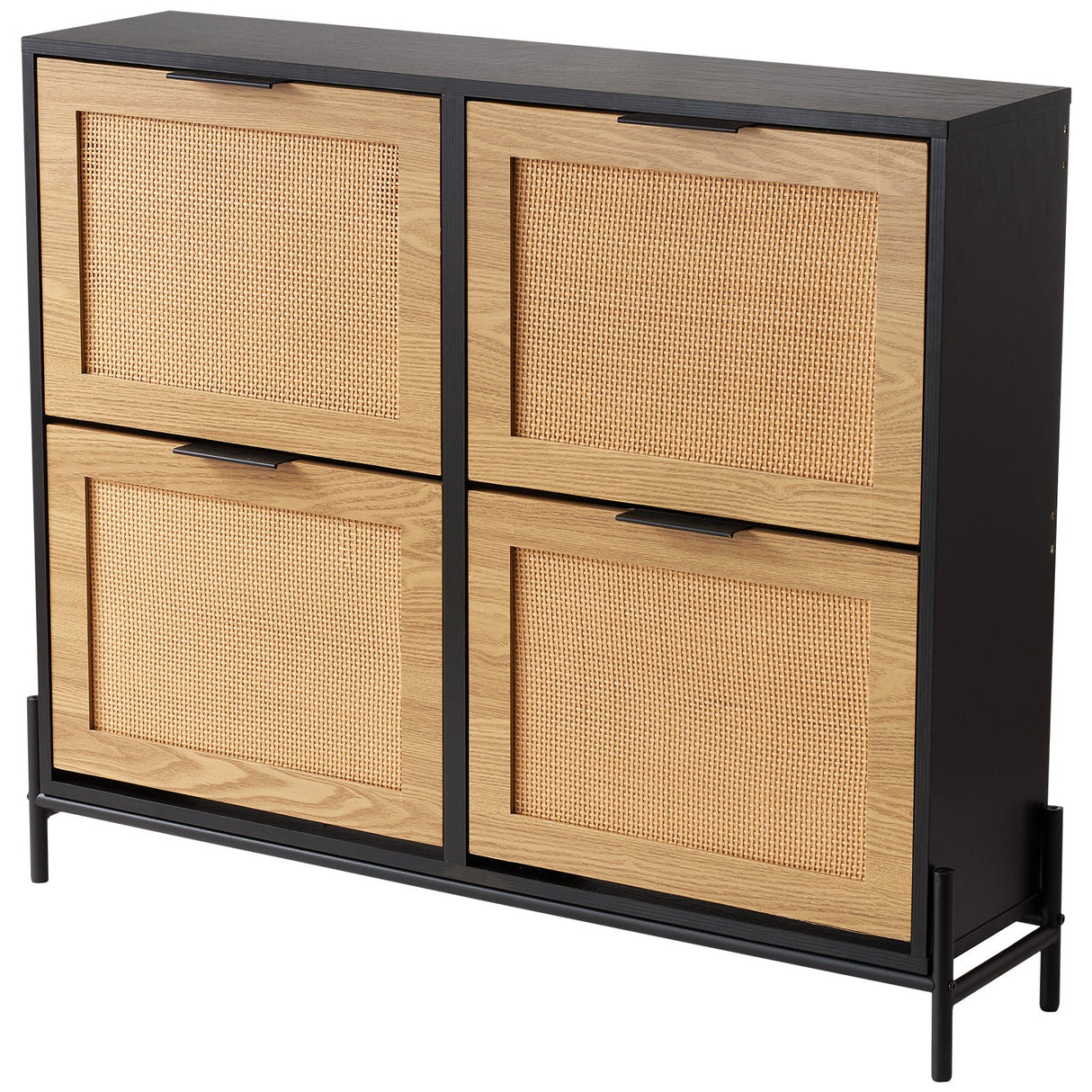 VEVOR Rattan Shoe Storage Cabinet Shoe Storage Organizer with 4 Flip Drawers