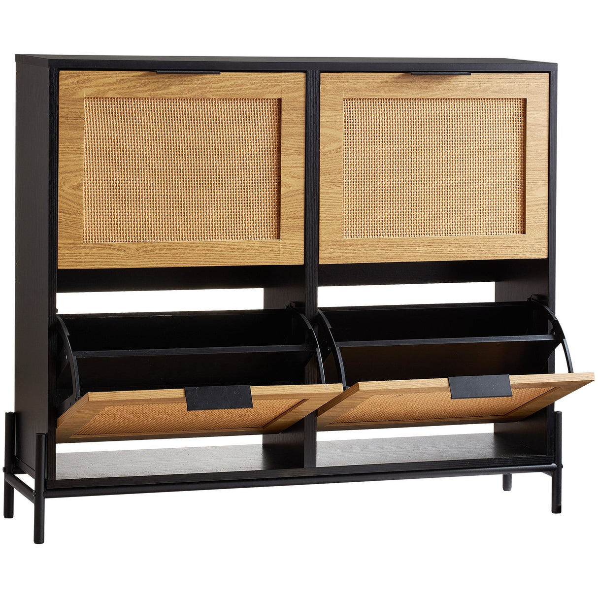 VEVOR Rattan Shoe Storage Cabinet Shoe Storage Organizer with 4 Flip Drawers