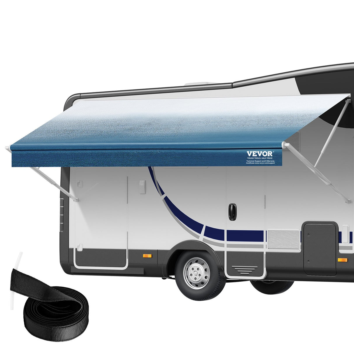 VEVOR RV Awning Fabric Replacement, 3.72m Fabric Length for 3.96mAwning, Heavy Duty 3-Ply 16oz PVC Camper Awning Fabric, Waterproof & UV Protection