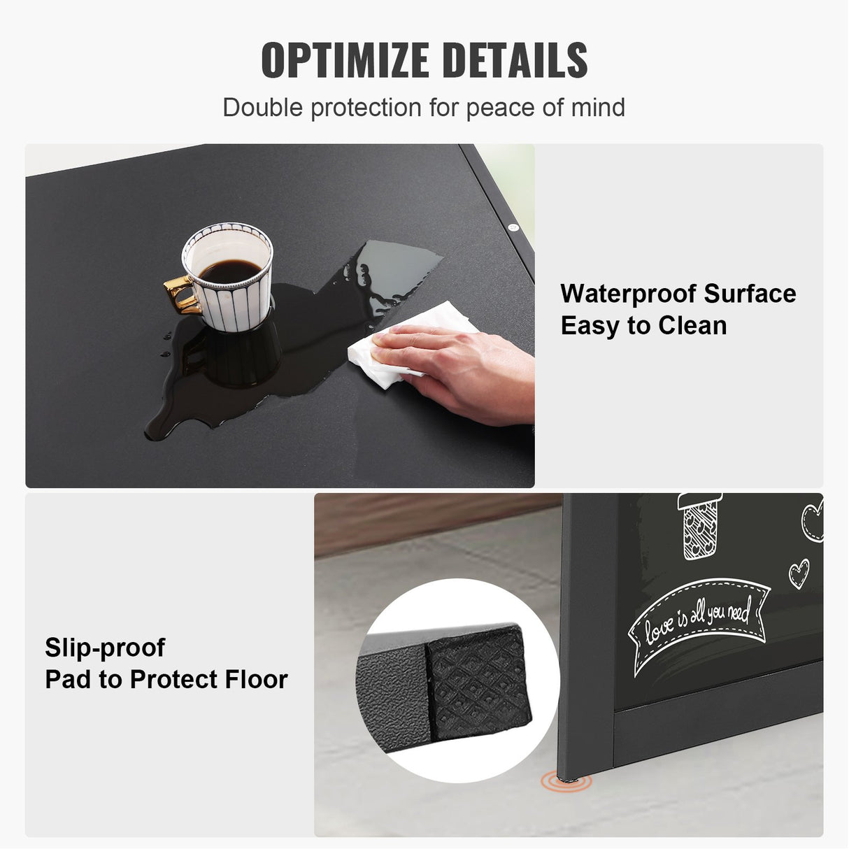 VEVOR Wall Mounted Desk, Fold out Convertible Desk, Multi-Function Folding Wall Table with Chalkboard for Home Office, Space Saving Computer Desk with
