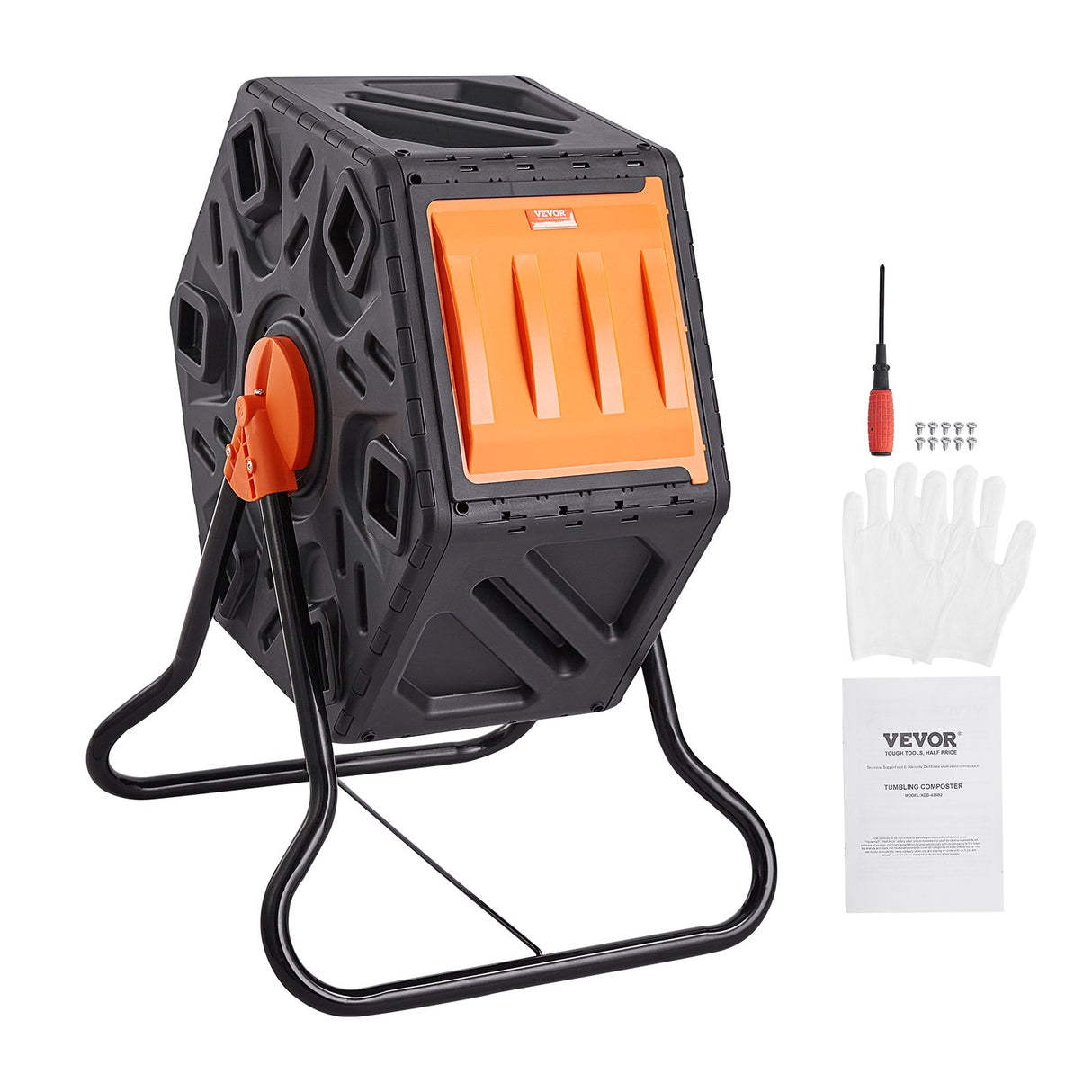 VEVOR Compost Bin 18.5 Gal Composter Tumbler Rotating Outdoor with Sliding Door